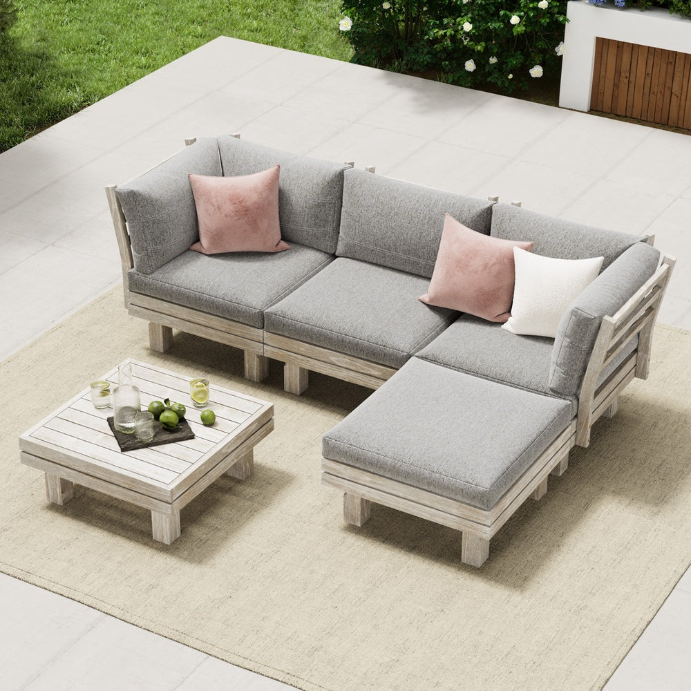 Livsip 4 Seater Outdoor Sofa Set Lounge Setting Table Chair-Outdoor Sofa Set-PEROZ Accessories