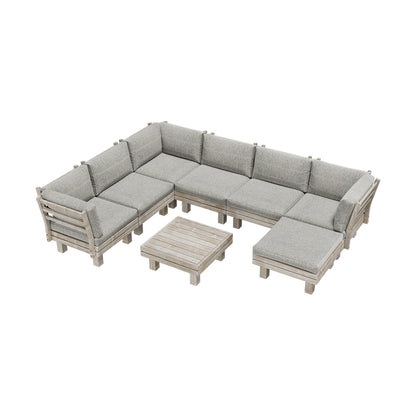 Livsip 8PCS Outdoor Sofa Set Wooden Lounge Setting Table Chair-Outdoor Sofa Set-PEROZ Accessories
