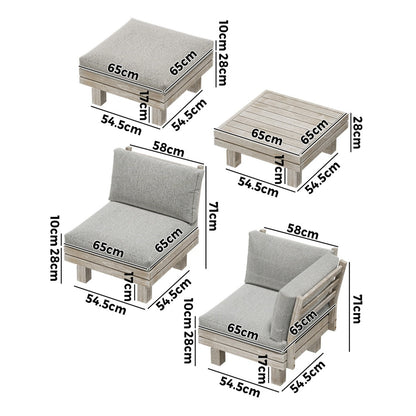 Livsip 8PCS Outdoor Sofa Set Wooden Lounge Setting Table Chair-Outdoor Sofa Set-PEROZ Accessories