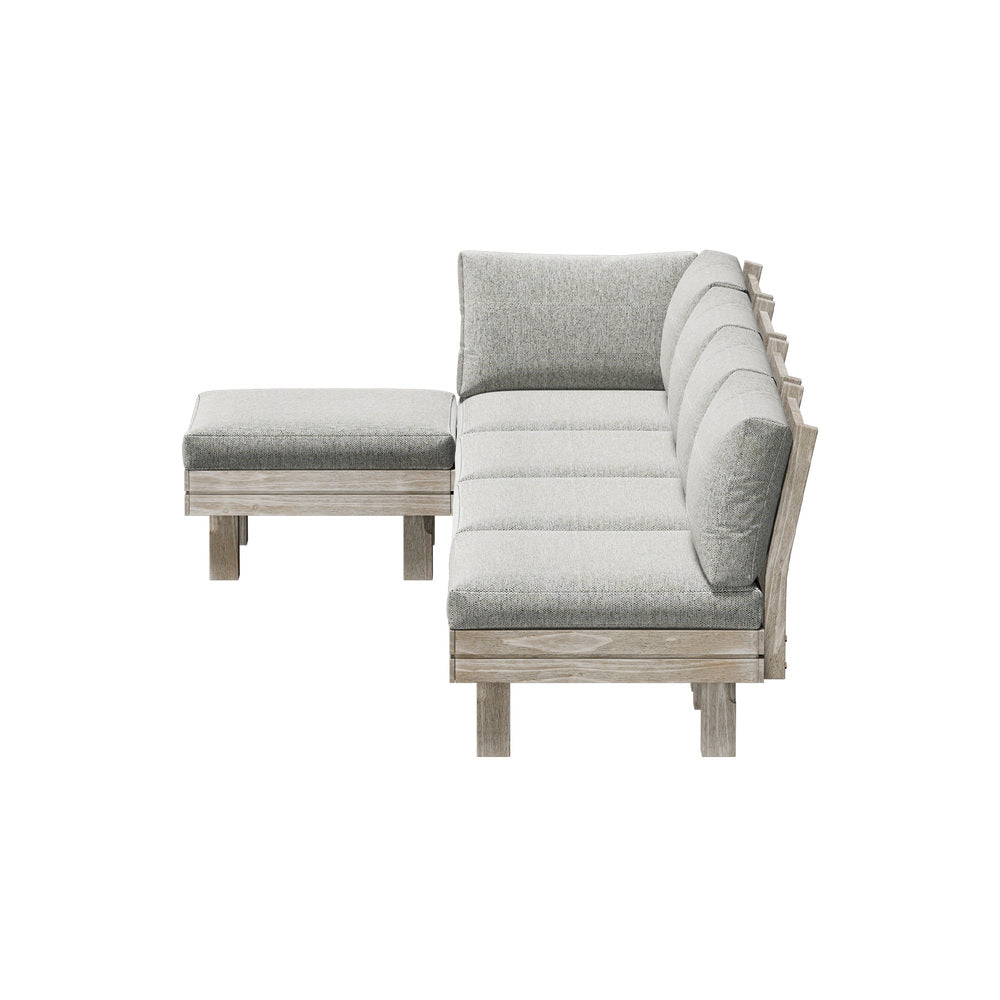 Livsip 5PCS Outdoor Furniture Sofa Set Wooden Lounge Setting-Outdoor Sofa Set-PEROZ Accessories