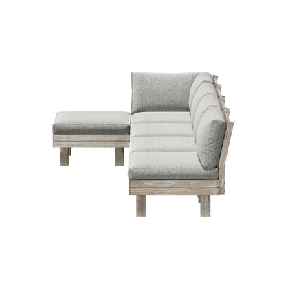 Livsip 5PCS Outdoor Furniture Sofa Set Wooden Lounge Setting-Outdoor Sofa Set-PEROZ Accessories