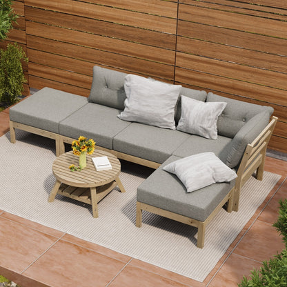 Livsip Outdoor Lounge Sofa Set 7 Piece Garden Furniture-Outdoor Sofa Sets-PEROZ Accessories