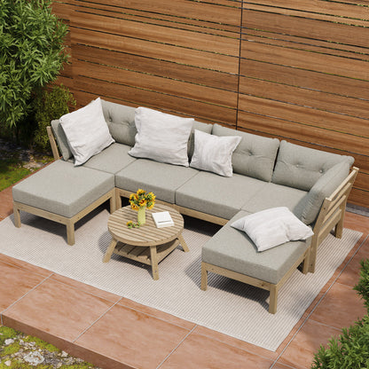 Livsip 6 Piece Outdoor Lounge Sofa Set Garden Furniture-Outdoor Sofa Sets-PEROZ Accessories