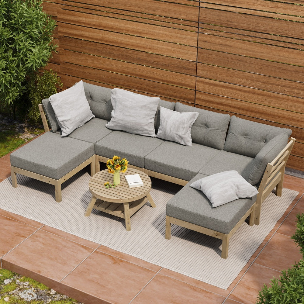 Livsip 6 Piece Outdoor Lounge Sofa Set Garden Furniture-Outdoor Sofa Sets-PEROZ Accessories