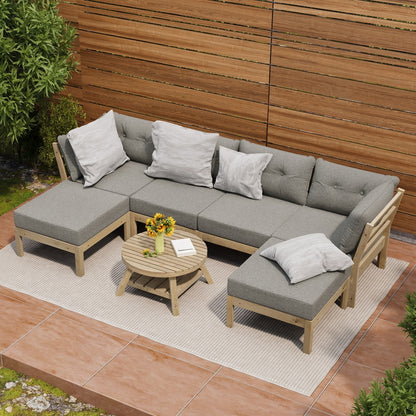 Livsip 6 Piece Outdoor Lounge Sofa Set Garden Furniture-Outdoor Sofa Sets-PEROZ Accessories