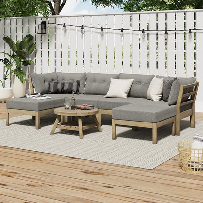 Livsip 6 Piece Outdoor Lounge Sofa Set Garden Furniture-Outdoor Sofa Sets-PEROZ Accessories