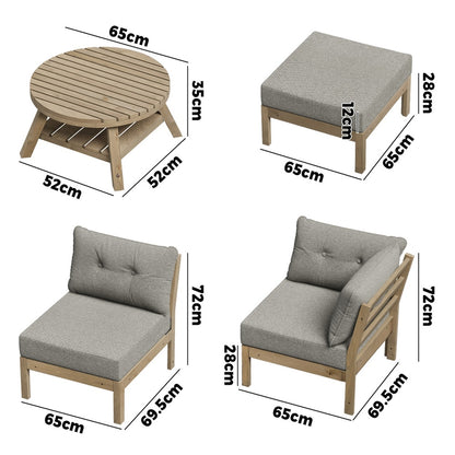 Livsip 9PCS Outdoor Sofa Set Lounge Setting Patio Furniture Beige-Outdoor Sofa Set-PEROZ Accessories