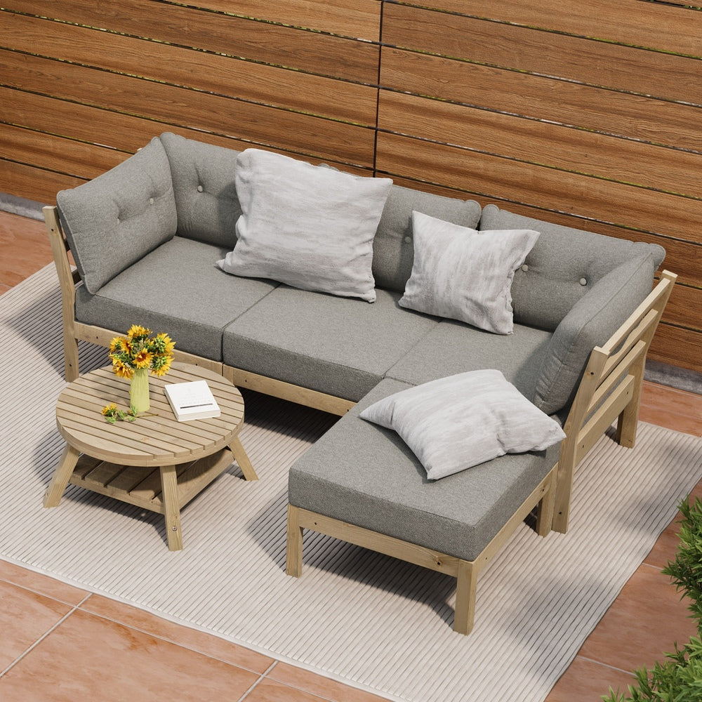 Livsip 5 Piece Outdoor Sofa Set Garden Lounge Patio Setting-Outdoor Sofa Sets-PEROZ Accessories