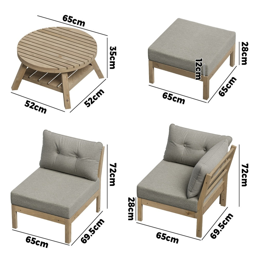 Livsip 5 Piece Outdoor Sofa Set Garden Lounge Patio Setting-Outdoor Sofa Sets-PEROZ Accessories