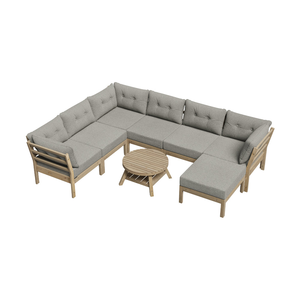 Livsip 8PCS Outdoor Sofa Set Lounge Setting Patio Furniture Beige-Outdoor Sofa Set-PEROZ Accessories