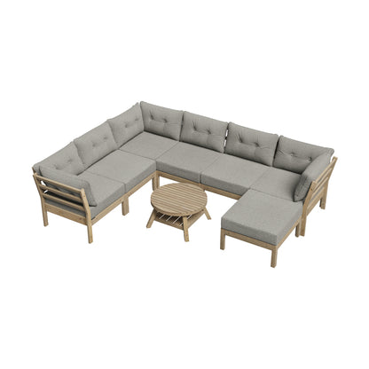 Livsip 8PCS Outdoor Sofa Set Lounge Setting Patio Furniture Beige-Outdoor Sofa Set-PEROZ Accessories