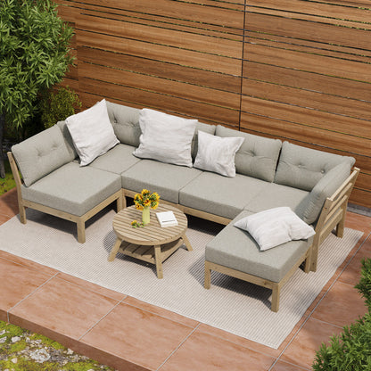 Livsip 7 Piece Outdoor Sofa Set 5-Seater Lounge Setting-Outdoor Sofa Sets-PEROZ Accessories