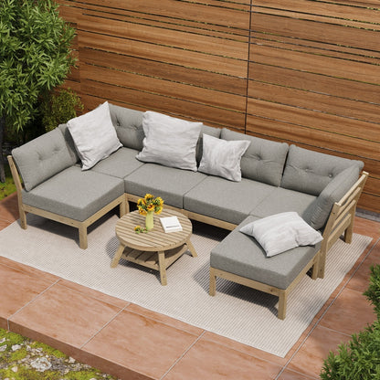 Livsip 7 Piece Outdoor Sofa Set 5-Seater Lounge Setting-Outdoor Sofa Sets-PEROZ Accessories