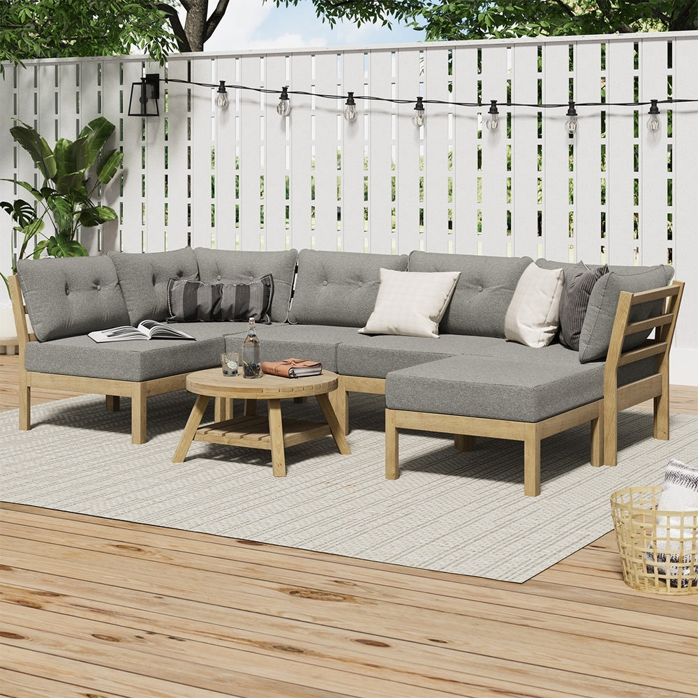 Livsip 7 Piece Outdoor Sofa Set 5-Seater Lounge Setting-Outdoor Sofa Sets-PEROZ Accessories