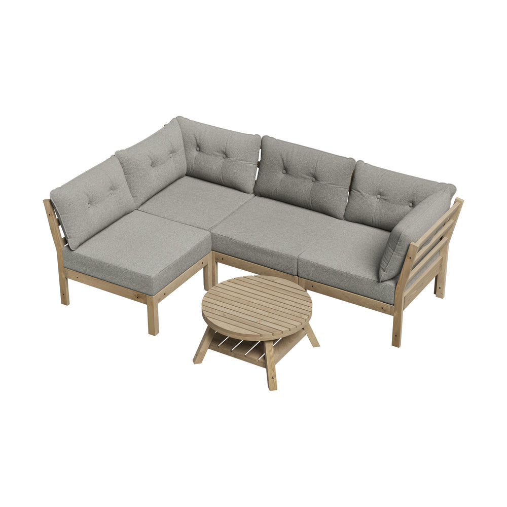 Livsip Outdoor Sofa Set 4 Seater Lounge 1 Coffee Table Beige-Outdoor Sofa Set-PEROZ Accessories