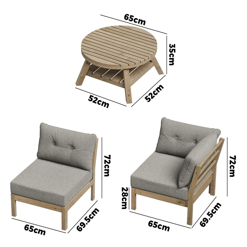 Livsip Outdoor Sofa Set 4 Seater Lounge 1 Coffee Table Beige-Outdoor Sofa Set-PEROZ Accessories