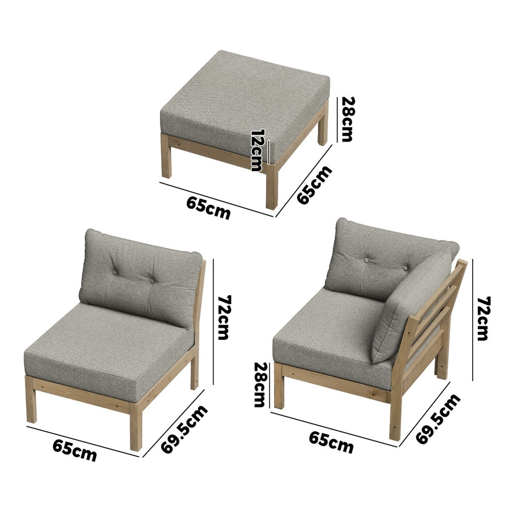 Livsip 5 Piece Outdoor Sofa Set 4-seater sofa &amp; 1 Ottoman Beige-Outdoor Sofa Set-PEROZ Accessories