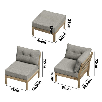 Livsip 5 Piece Outdoor Sofa Set 4-seater sofa &amp; 1 Ottoman Beige-Outdoor Sofa Set-PEROZ Accessories