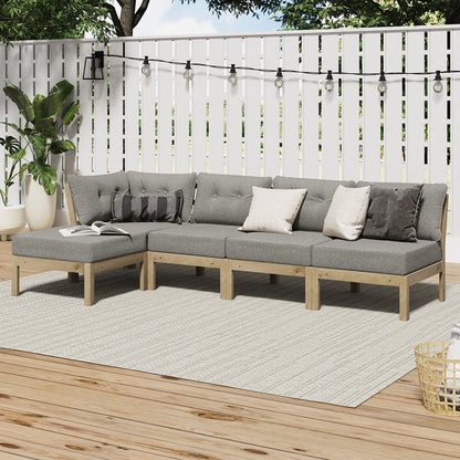 Livsip 5 Piece Outdoor Sofa Set 4-seater sofa &amp; 1 Ottoman Beige-Outdoor Sofa Set-PEROZ Accessories