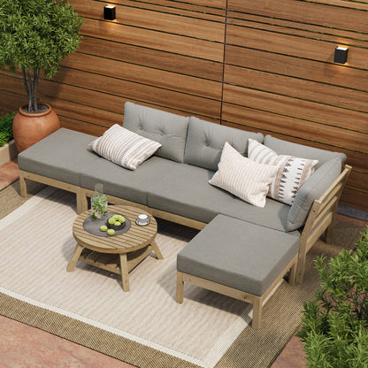 Livsip Outdoor Lounge Sofa Set 7 Piece Garden Furniture Grey-Outdoor Sofa Sets-PEROZ Accessories