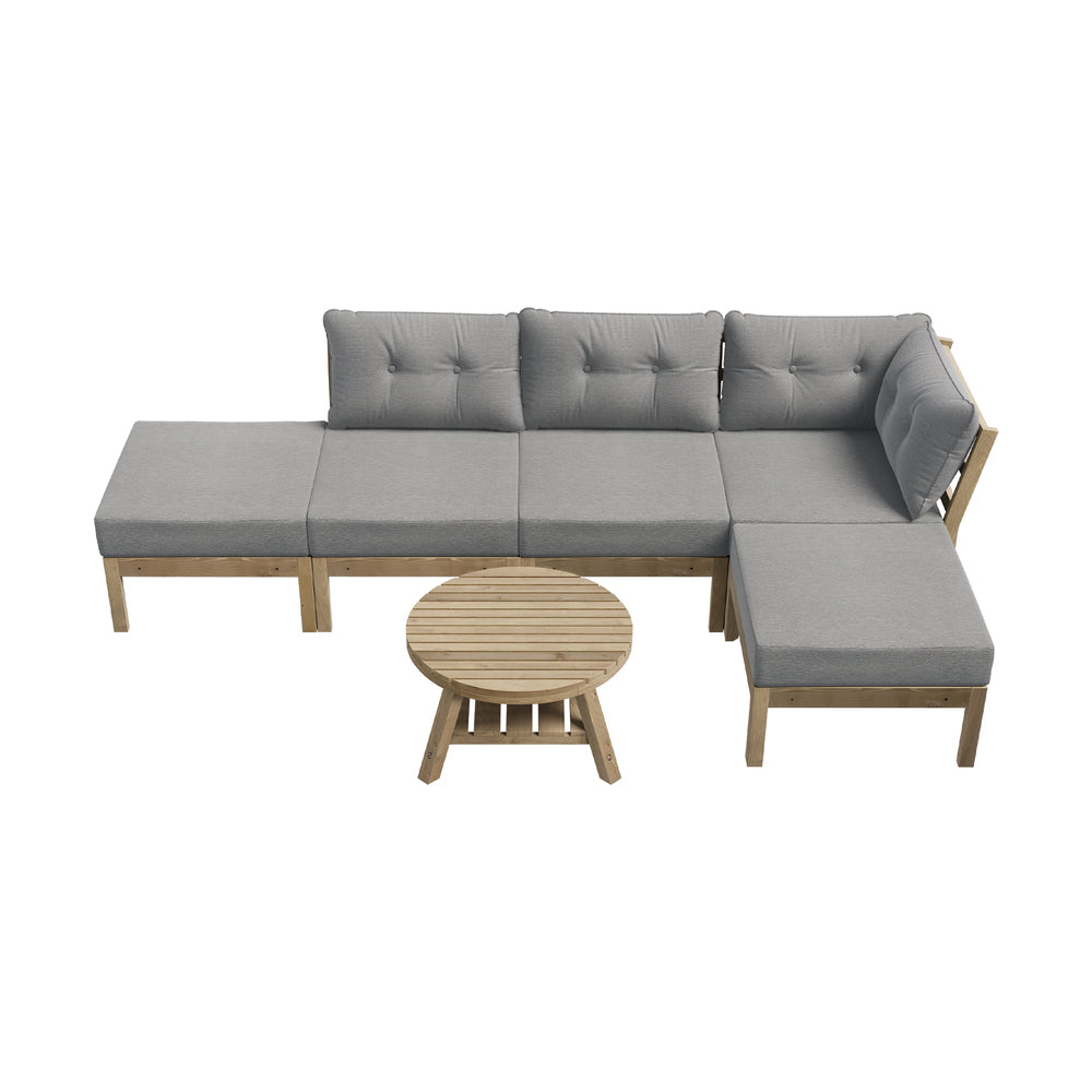 Livsip Outdoor Lounge Sofa Set 7 Piece Garden Furniture Grey-Outdoor Sofa Sets-PEROZ Accessories