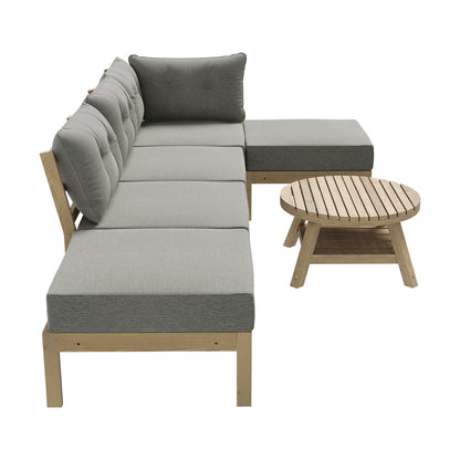 Livsip Outdoor Lounge Sofa Set 7 Piece Garden Furniture Grey-Outdoor Sofa Sets-PEROZ Accessories