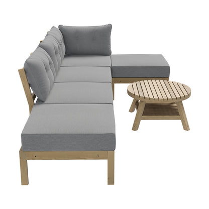 Livsip Outdoor Lounge Sofa Set 7 Piece Garden Furniture Grey-Outdoor Sofa Sets-PEROZ Accessories