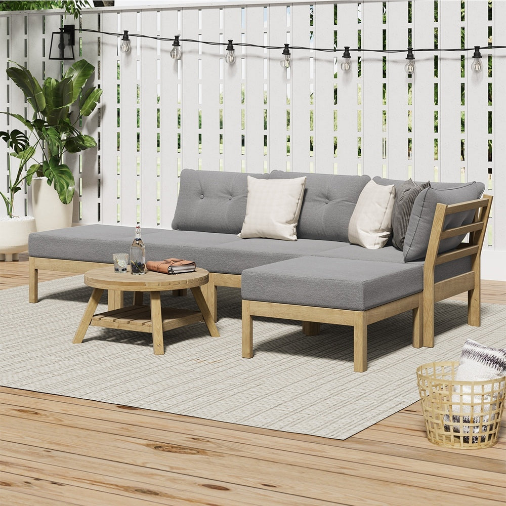 Livsip Outdoor Lounge Sofa Set 7 Piece Garden Furniture Grey-Outdoor Sofa Sets-PEROZ Accessories
