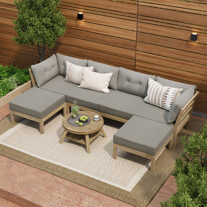 Livsip 6 Piece Outdoor Lounge Sofa Set Garden Furniture Grey-Outdoor Sofa Sets-PEROZ Accessories