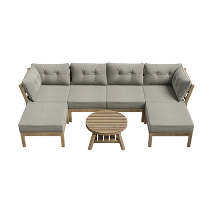 Livsip 6 Piece Outdoor Lounge Sofa Set Garden Furniture Grey-Outdoor Sofa Sets-PEROZ Accessories
