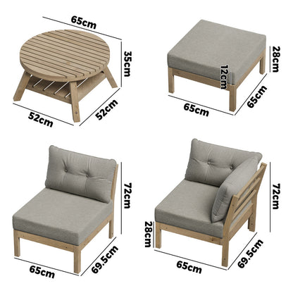 Livsip 6 Piece Outdoor Lounge Sofa Set Garden Furniture Grey-Outdoor Sofa Sets-PEROZ Accessories