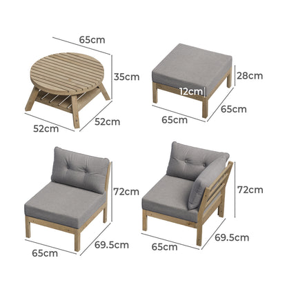 Livsip 6 Piece Outdoor Lounge Sofa Set Garden Furniture Grey-Outdoor Sofa Sets-PEROZ Accessories