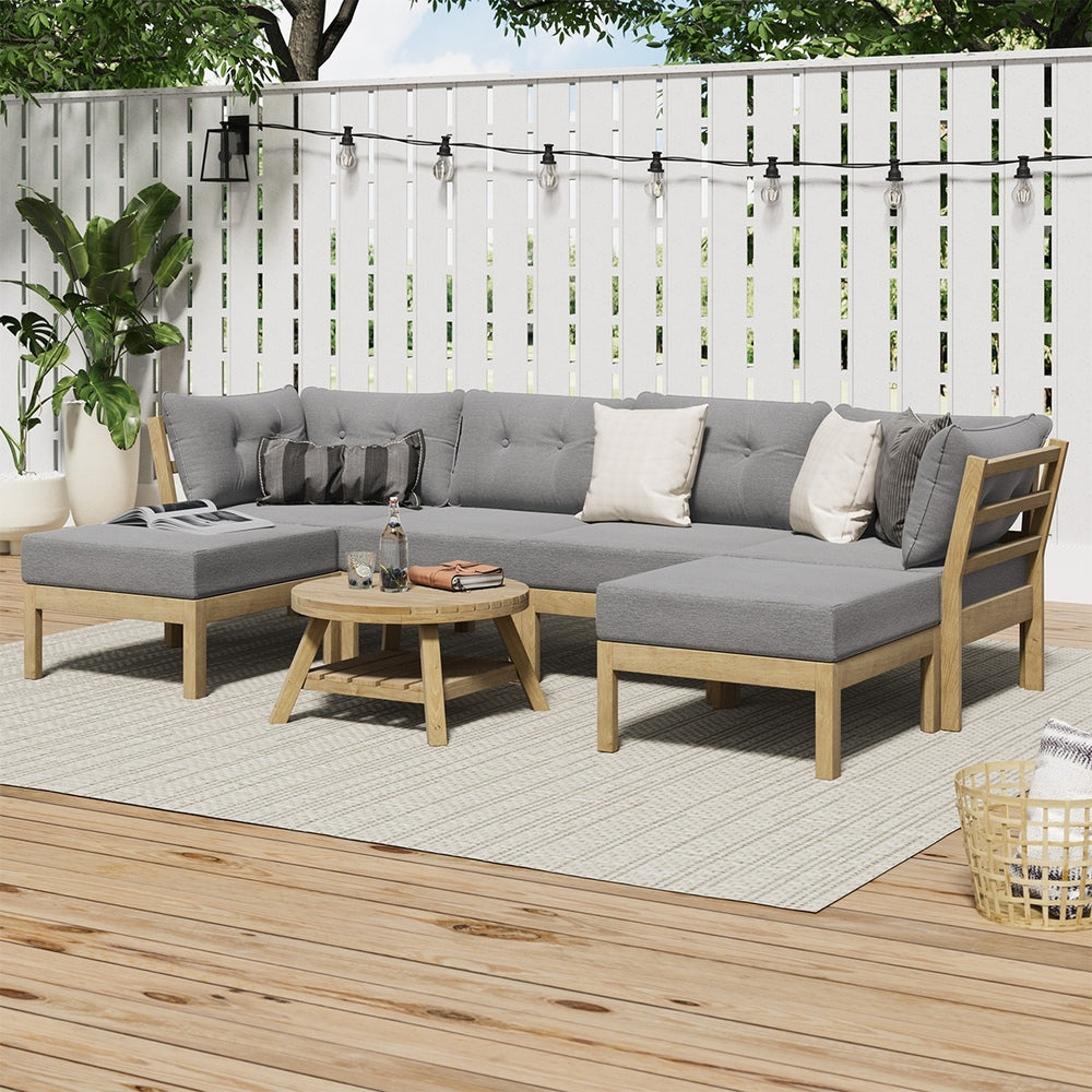 Livsip 6 Piece Outdoor Lounge Sofa Set Garden Furniture Grey-Outdoor Sofa Sets-PEROZ Accessories