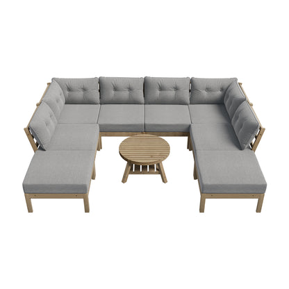 Livsip 9PCS Outdoor Sofa Set Lounge Setting Table Chair Grey-Outdoor Sofa Set-PEROZ Accessories