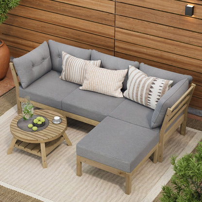 Livsip 5 Piece Outdoor Furniture Set Garden Lounge Sofa-Outdoor Sofa Sets-PEROZ Accessories