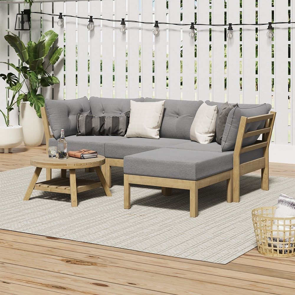 Livsip 5 Piece Outdoor Furniture Set Garden Lounge Sofa-Outdoor Sofa Sets-PEROZ Accessories