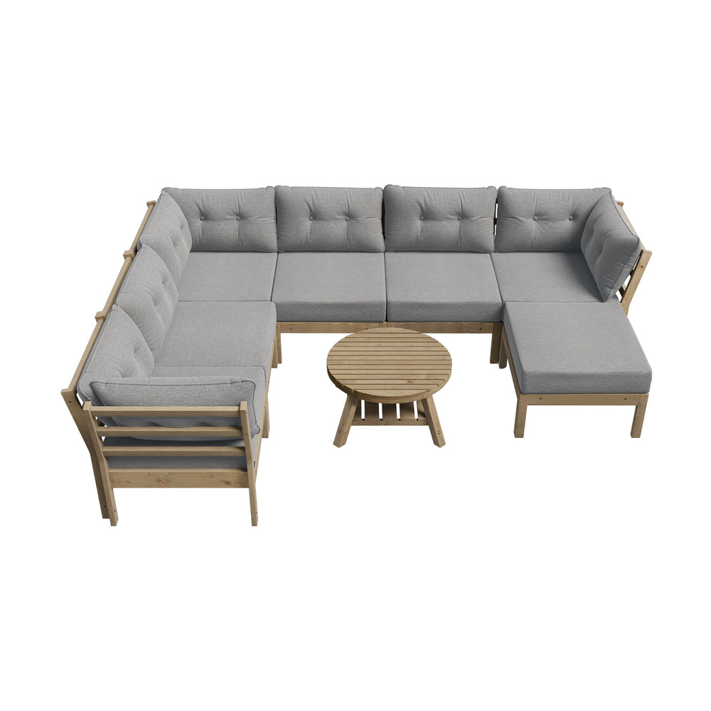 Livsip 8PCS Outdoor Sofa Set Lounge Setting Table Chair Grey-Outdoor Sofa Set-PEROZ Accessories