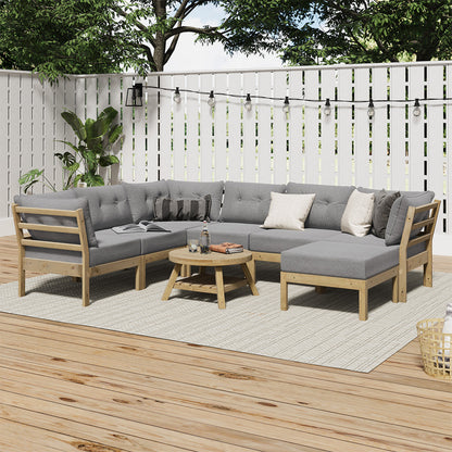Livsip 8PCS Outdoor Sofa Set Lounge Setting Table Chair Grey-Outdoor Sofa Set-PEROZ Accessories