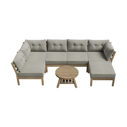 Livsip 7 Piece Outdoor Sofa Set 6-Seater Lounge Setting Grey-Outdoor Sofa Sets-PEROZ Accessories