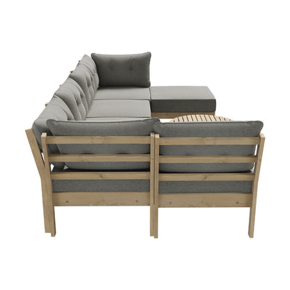 Livsip 7 Piece Outdoor Sofa Set 6-Seater Lounge Setting Grey-Outdoor Sofa Sets-PEROZ Accessories