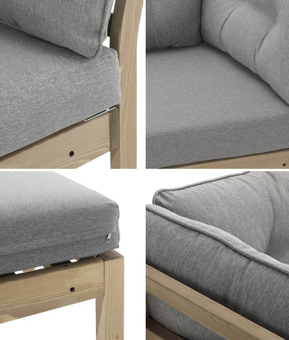 Livsip 7 Piece Outdoor Sofa Set 6-Seater Lounge Setting Grey-Outdoor Sofa Sets-PEROZ Accessories