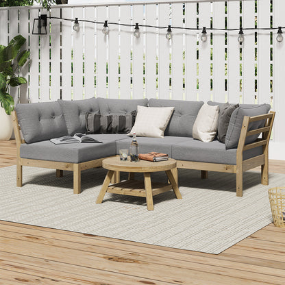 Livsip Outdoor Sofa Set 4 Seater Lounge Setting Patio Furniture Grey-Outdoor Sofa Set-PEROZ Accessories