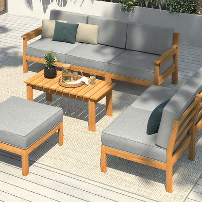 Livsip Outdoor Furniture Garden Wooden Sofa Set Patio Furniture Setting 7-Piece-Outdoor Sofa Sets-PEROZ Accessories