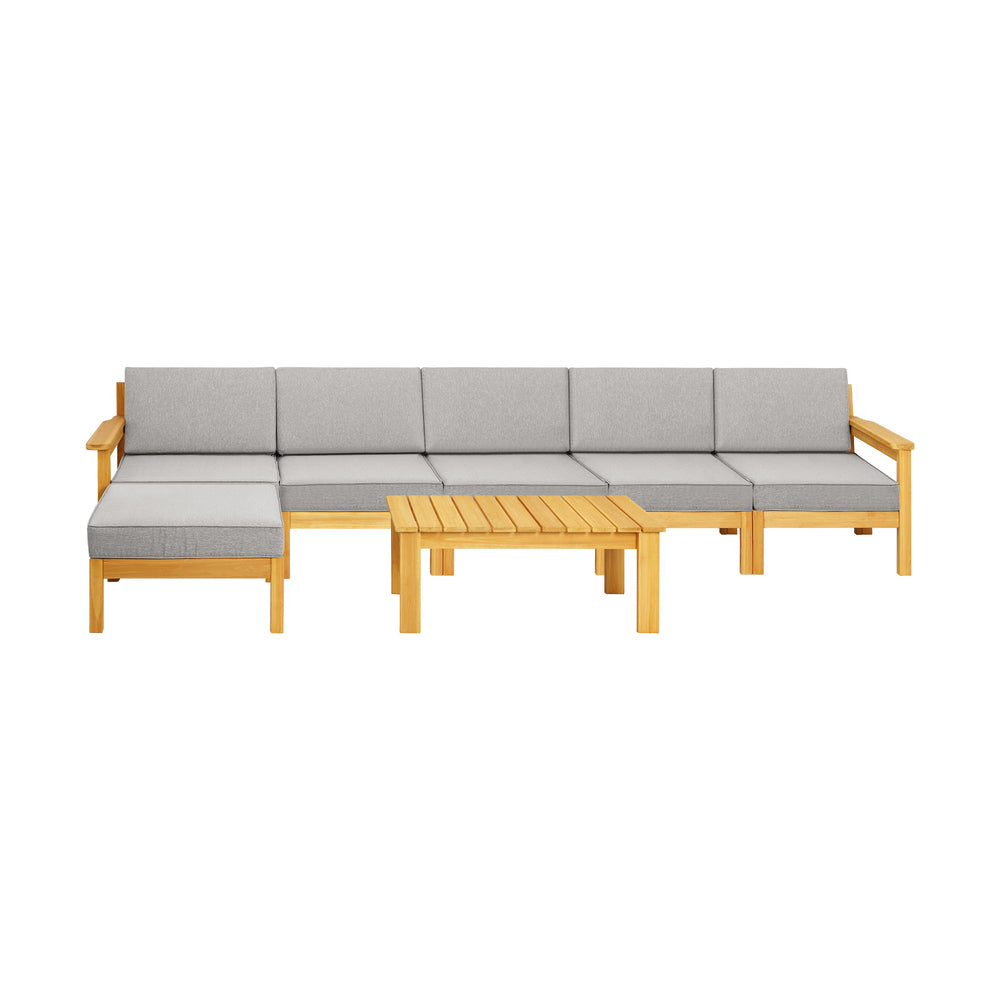 Livsip Outdoor Furniture Garden Wooden Sofa Set Patio Furniture Setting 7-Piece-Outdoor Sofa Sets-PEROZ Accessories