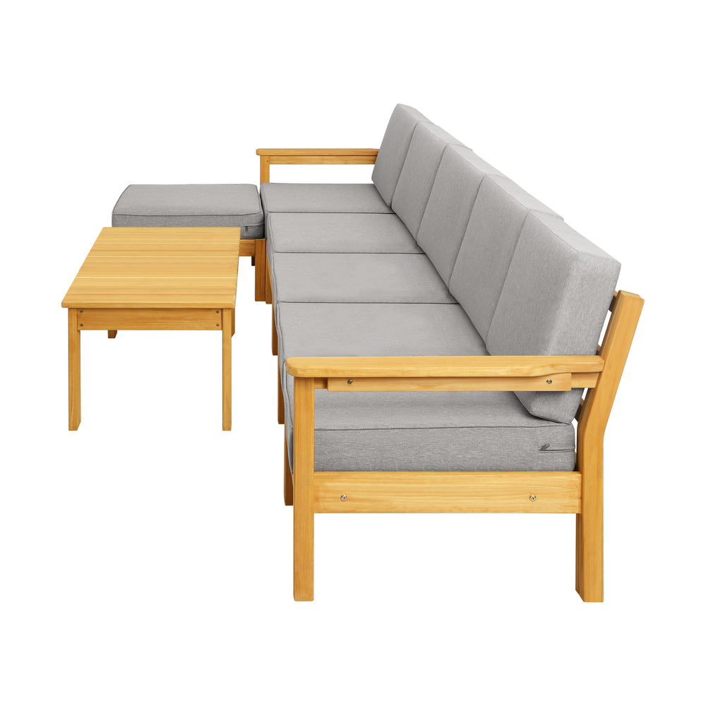 Livsip Outdoor Furniture Garden Wooden Sofa Set Patio Furniture Setting 7-Piece-Outdoor Sofa Sets-PEROZ Accessories
