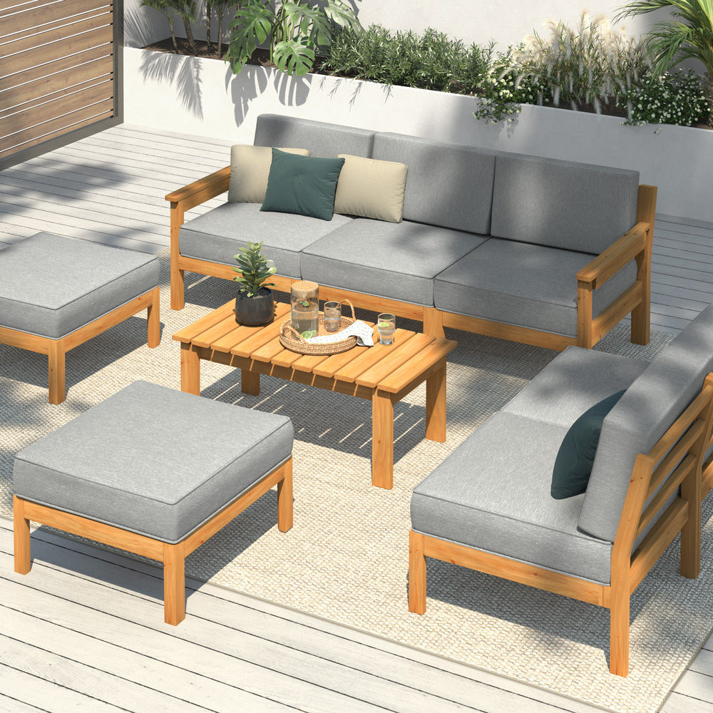 Livsip Outdoor Furniture Sofa Set Garden Lounge Patio Furniture Setting 8 Piece-Outdoor Sofa Sets-PEROZ Accessories