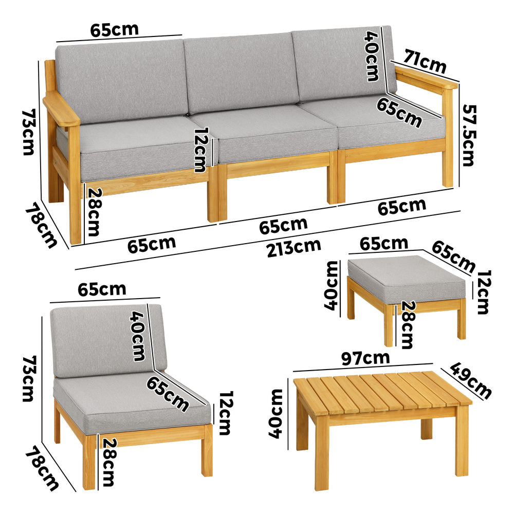 Livsip Outdoor Furniture Sofa Set Garden Lounge Patio Furniture Setting 8 Piece-Outdoor Sofa Sets-PEROZ Accessories