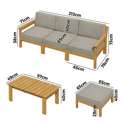 Livsip 5PCS Outdoor Furniture Sofa Set Lounge Setting-Outdoor Sofa Sets-PEROZ Accessories