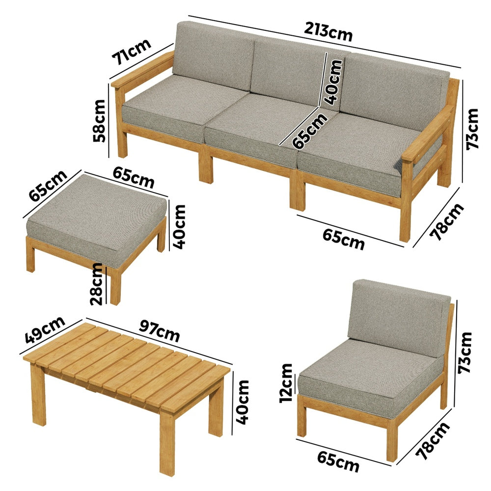 Livsip 7PCS Outdoor Sofa Set Garden Lounge Setting-Outdoor Sofa Sets-PEROZ Accessories