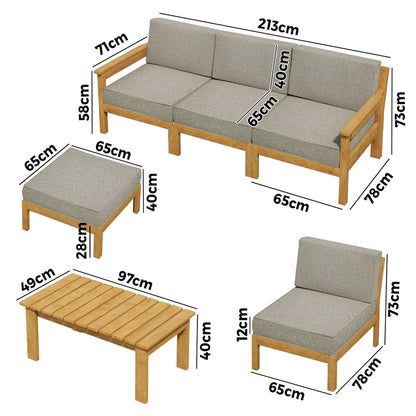 Livsip 7PCS Outdoor Sofa Set Garden Lounge Setting-Outdoor Sofa Sets-PEROZ Accessories